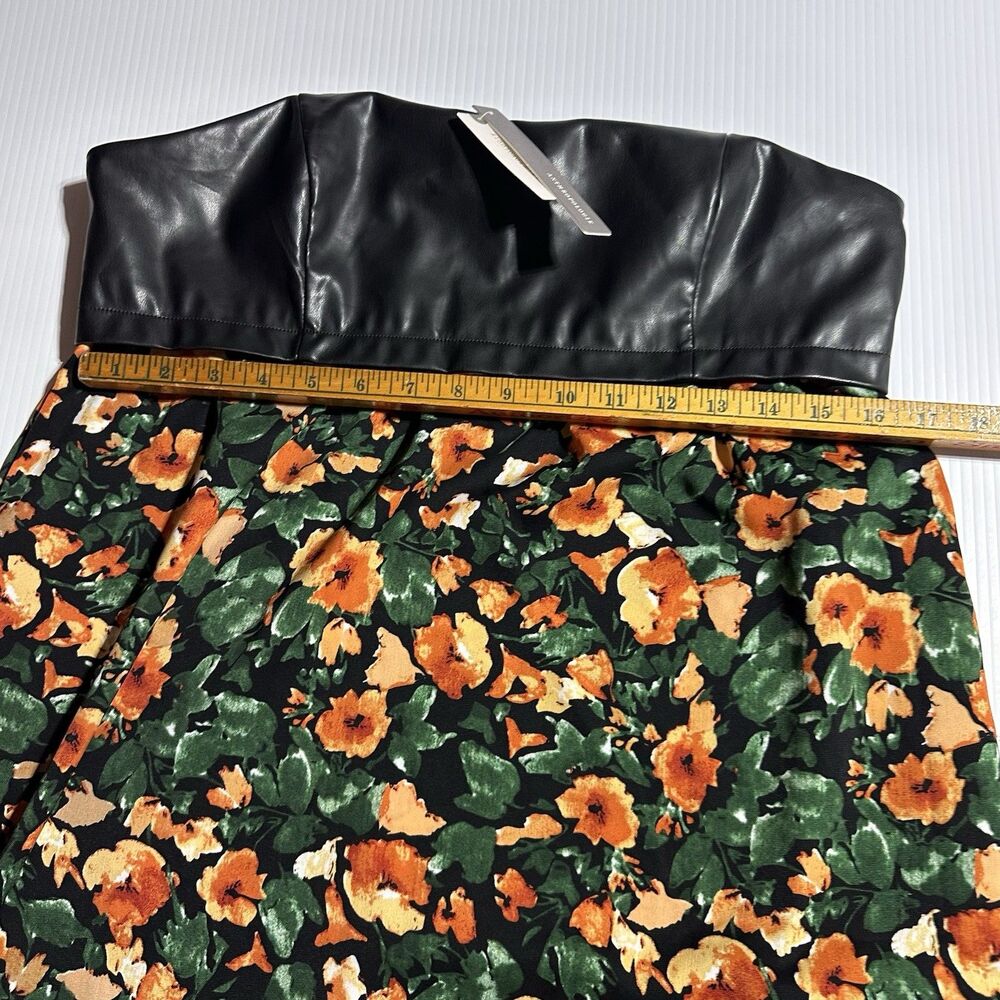 Anthropologie Mare Mare Faux Leather Floral Maxi Dress Side Slit Strapless L NWT - Picture 11 of 14